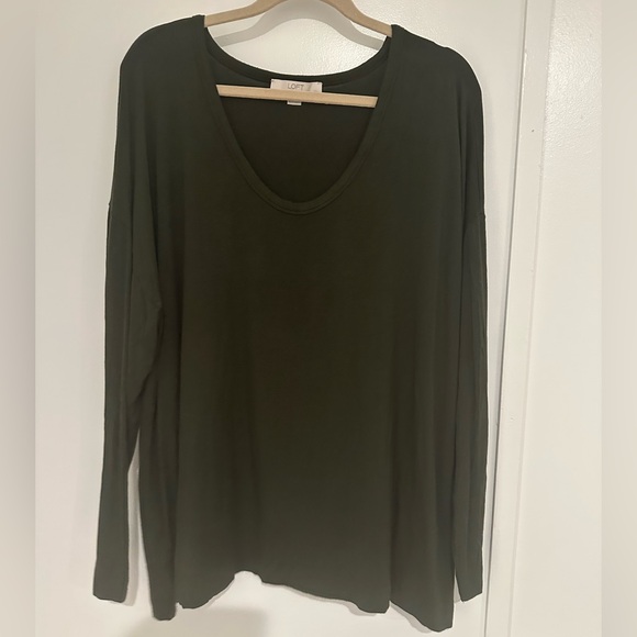LOFT Tops - LOFT 20/22 Plus Dark Green Long Sleeve Blouse
